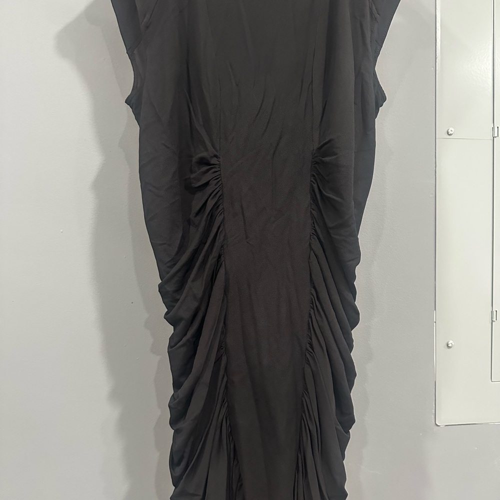BCBGMaxAzria Black Asymmetrical Ruched Dress